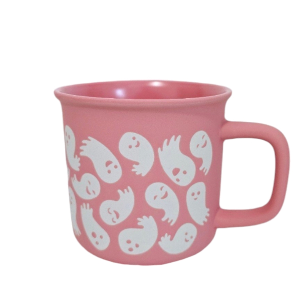 Adorable Pink Matte Ghost Coffee Cup